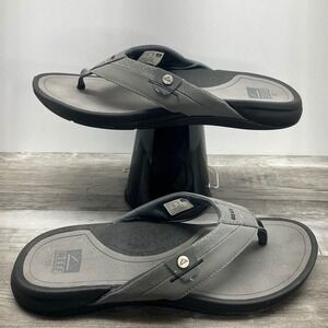 Reef Pacific Mens Flip Flop Sandals Grey Black Anatomic Contouring Size 10
